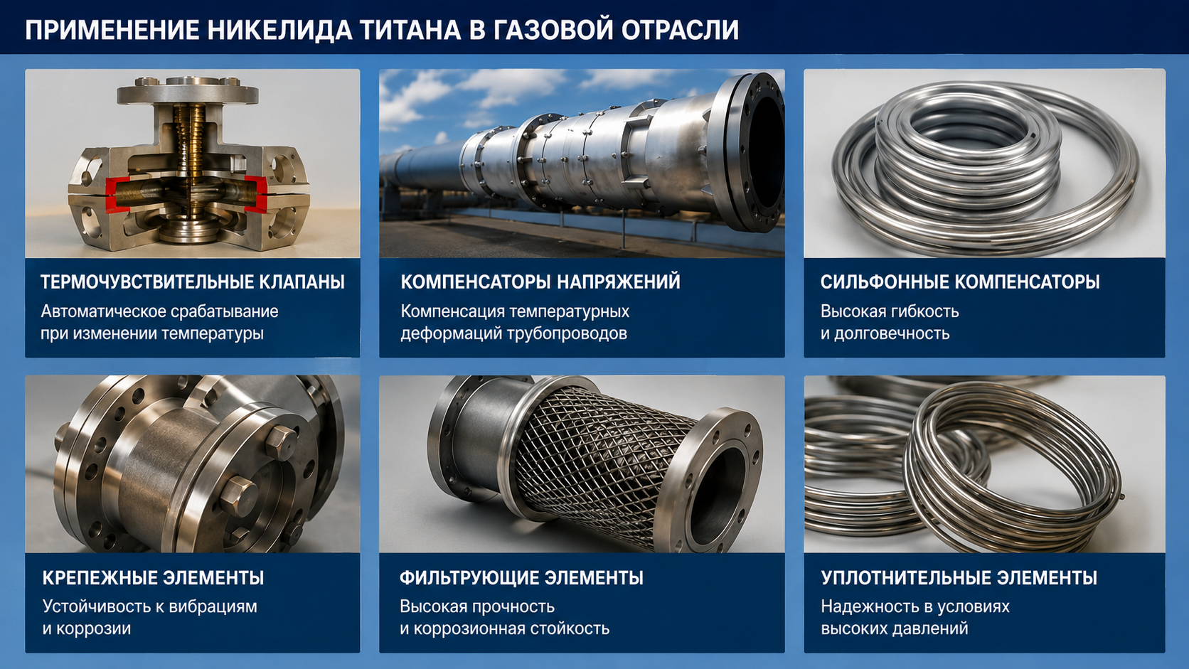 Применение никелида титана в газовой отрасли
